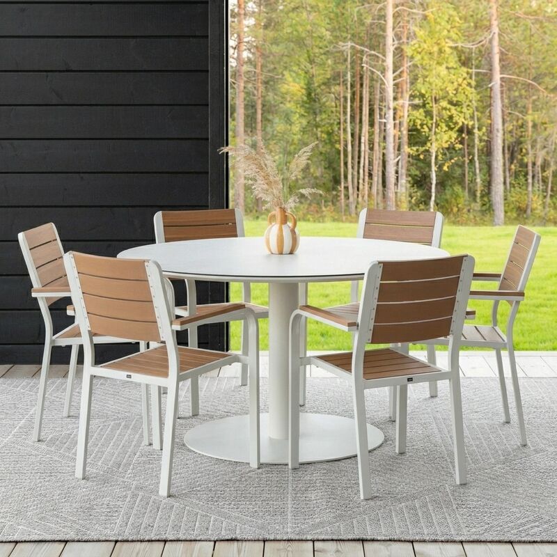 Stone-Lumme 6-hengen ruokailuryhmä greigeruskea